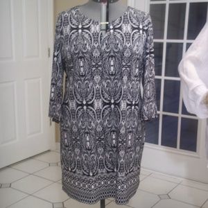 Slinky Black and White Jersey Knit Dress